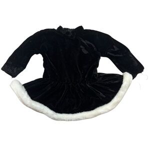 Battat Dolls Black Velour Long Sleeve Dress with White Faux Fur Trim